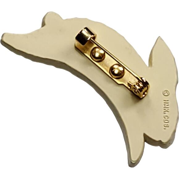 Vintage Hallmark Easter Bunny Hopping Pin Brooch Tack Rabbit Jumping White - Picture 3 of 9